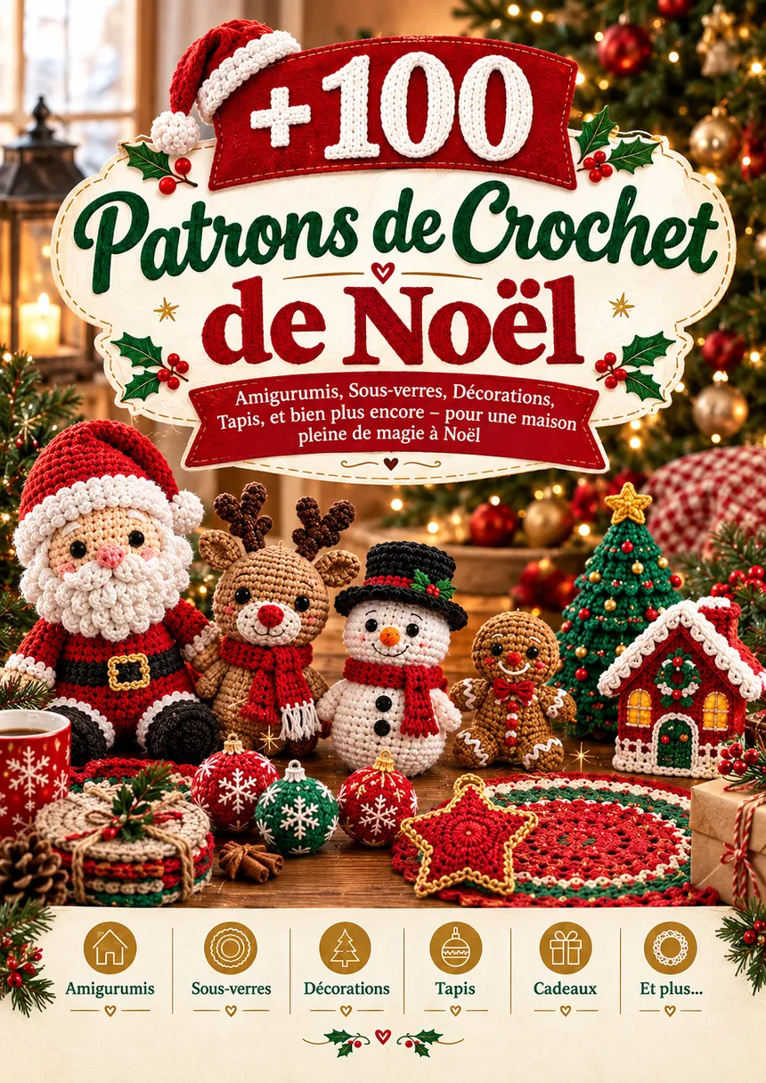 Couverture +100 Patrons de Crochet de Noël